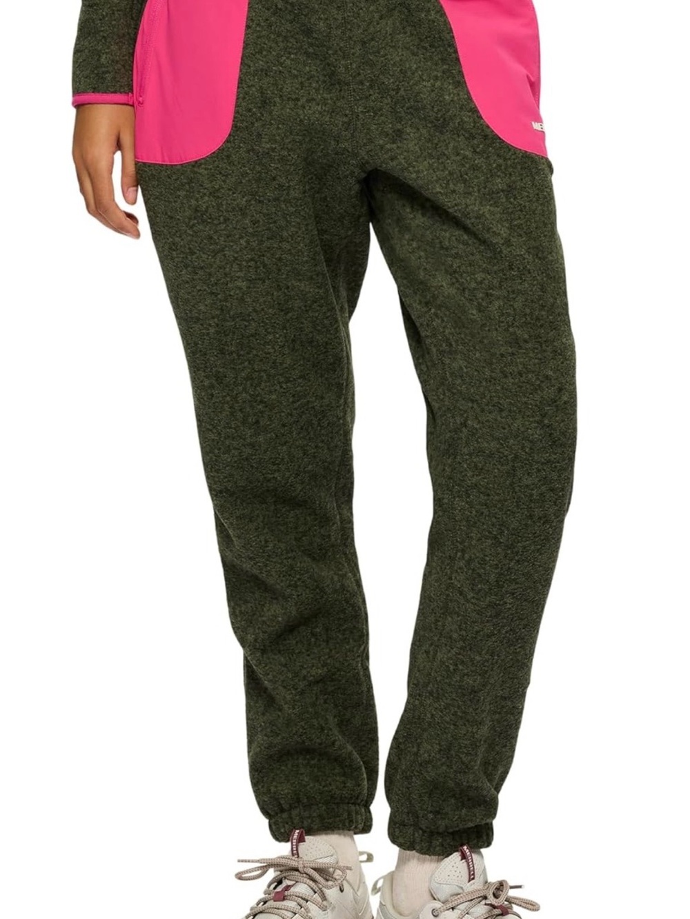 Merrell Olive Green Joggers with Pink Pocket Accents NWT